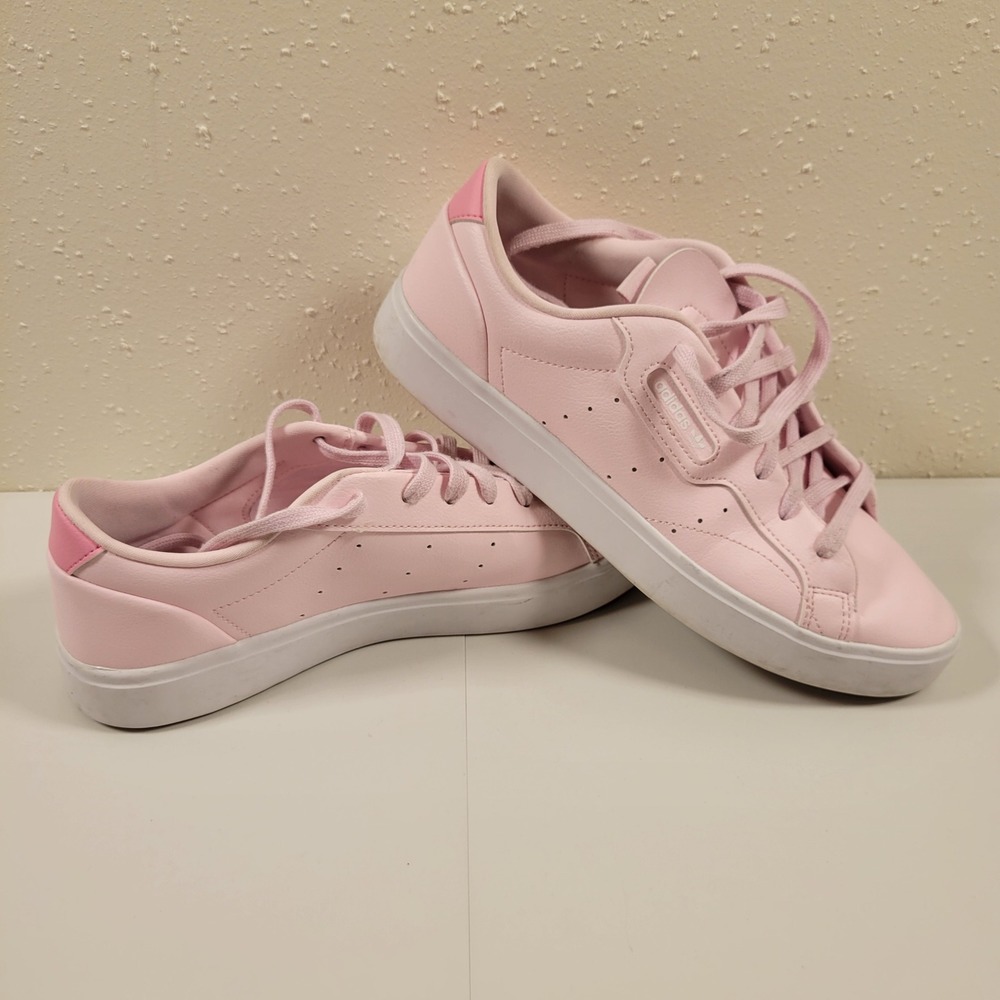 Adidas Sleek Sneakers Women 8.5 Pink Excellent Low Top Casual IH1299
